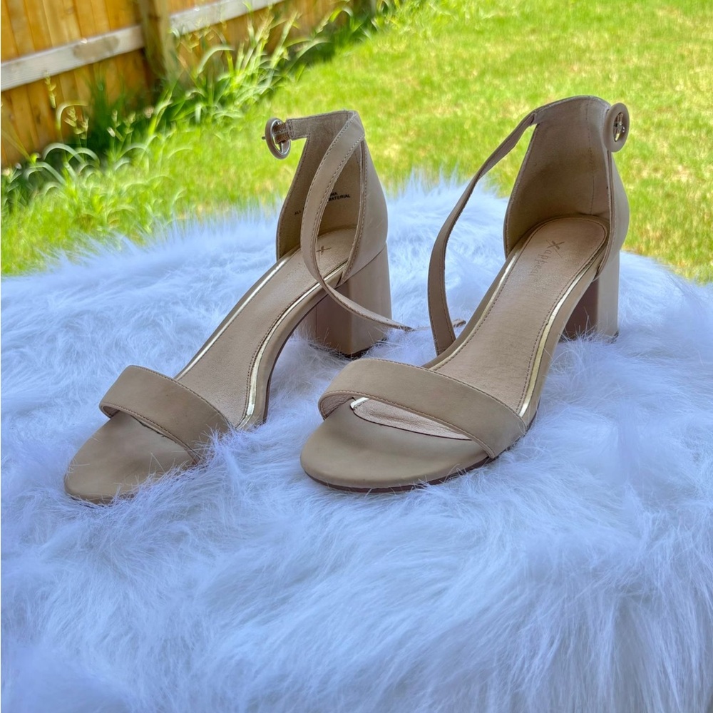 Hatley Beige Strap Block Heels